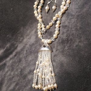 Freshwater Pearl Flapper Necklace and Earring Set